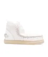 Mou Eskimo Sneaker Bold Low Heels Ankle Boots In White Leather In White