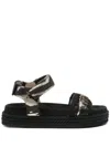 Mou Logo-plaque Suede Sandals In Black