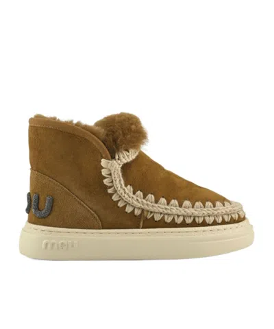 Mou Logo Trim Ankle Boots In Brown