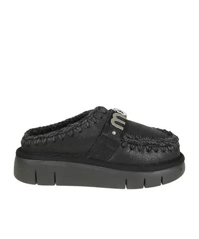 Mou Logo-lettering Mules In Black