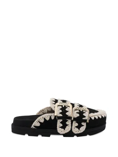 Mou Low Bio Sabot Two-buckles In Black