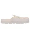 Mou Whipstitch-trim Suede Mules In Chalk Chalk
