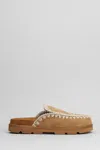 Mou Low Bio Sabot Slipper-mule In Leather Color Suede In Cog Cognac