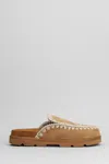 Mou Low Bio Sabot Slipper-mule In Leather Color Suede In Leather Color