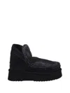 Mou Low-cut Black Platform Boot With Whipstitch Detailing In Black