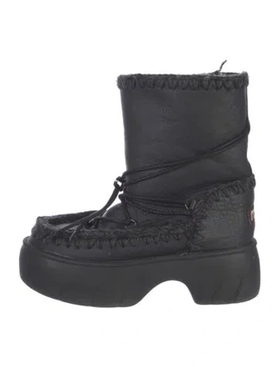 Pre-owned Mou Lunar Landing Leather Lace-up Boots In Black
