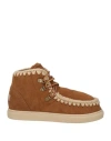 MOU MOU MAN ANKLE BOOTS CAMEL SIZE 8 OVINE LEATHER