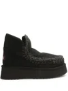 Mou Mini Eskimo Platform Boots With Crochet Stitch Detailing In Black