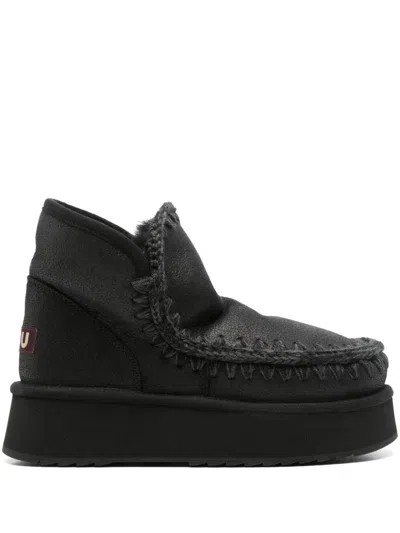 Mou Ankle Boots With Double Face Sheepskin And Fit In Black