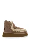 Mou Mini Eskimo Brown Ankle Boots With Logo Patch On The Rear In Leather And Suede Woman In Brown