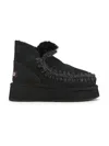 Mou Mini Eskimo Platform High Heels Ankle Boots In Black Suede In Black