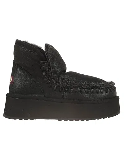 Mou Mini Eskimo Platform Boot In Cracked Black
