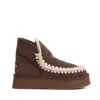 Mou Mini Eskimo Platform Boots With Crochet Detailing In Gray