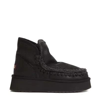 MOU MINI ESKIMO PLATFORM BOOTS WITH CROCHET STITCH DETAILING