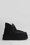 Mou Mini Eskimo Platform High Heels Ankle Boots In Black Suede In Black