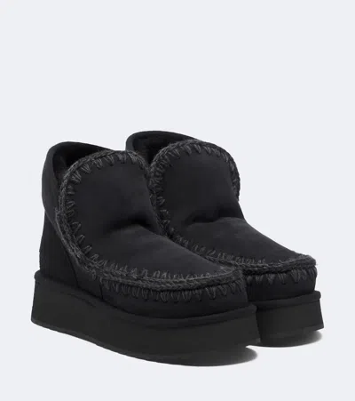 Mou Mini Shearling-lined Suede Ankle Boots In Black