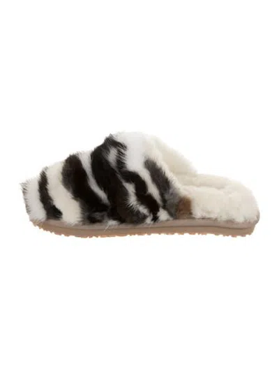 Pre-owned Mou Mink Animal Print Slippers In Neutrals
