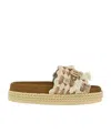 Mou Monoband Rope Sandal Fringes In Beige