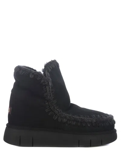 Mou Eskimo Bounce Suede And Shearling Ankle Boots In Black