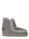 Mou Eskimo 18 Low Heels Ankle Boots In Grey Suede In Grey