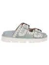 Mou Leather Sandals With Embroidered Upper And Sole In Tea Tea