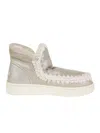 Mou Metallic-finish Ankle Boots With Whipstitch Detailing In White
