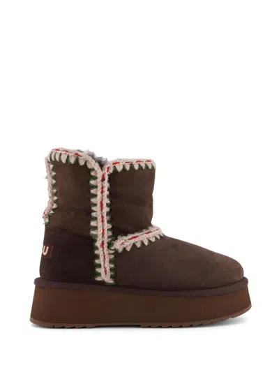 Mou Norfolk Crochet-trim Platform Boots In Multi