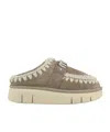 Mou 'bounce' Brown Mules With Logo Lettering And Open Rear In Nude