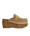 Mou Overstitch Clogs In Brown