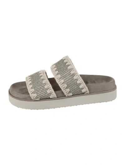 Pre-owned Mou Patterned Glitter Accents Slides In Gray