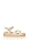 Mou Platform Criss Cross Upper Snake In Beige