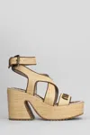 Mou 100mm Raffia Platform Sandals In Beige