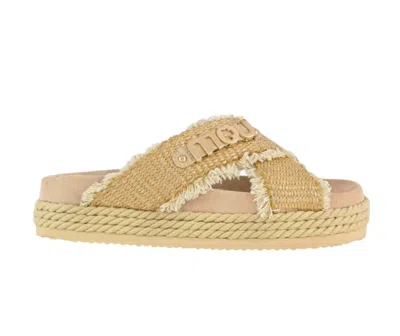 Mou Platform Slide Sandal With Woven Straps In Neutral