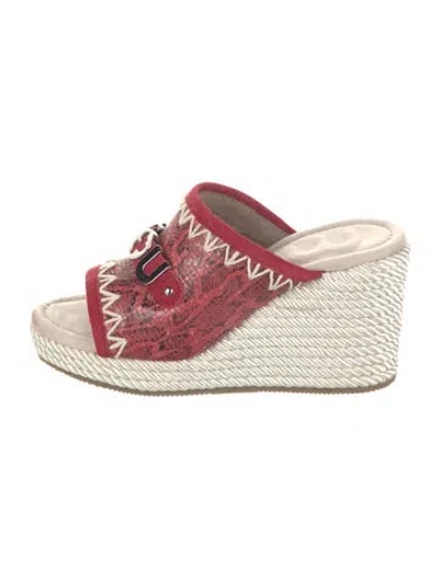Pre-owned Mou Printed Whipstitch Trim Espadrilles W/ Tags In Red