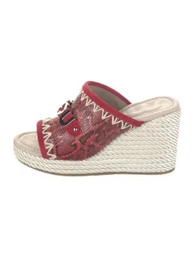 Pre-owned Mou Printed Whipstitch Trim Espadrilles W/ Tags In Red
