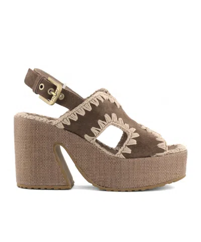 MOU CROCHET-TRIM LEATHER SANDALS