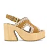 Mou Raffia Platform With Back Stra In Brown