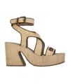 Mou 100mm Raffia Platform Sandals In Beige