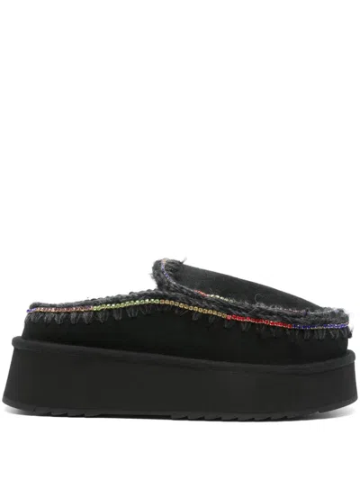 Mou Rhinestone-detailing Mules In 黑色