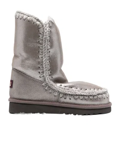 Mou Round-headed Short Boots In Gray