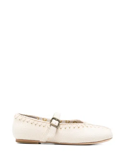 Mou Round-toe Ballet Flats In White