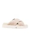 Mou Crochet-trim Crossover-strap Sandals In Brown
