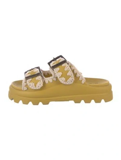 Pre-owned Mou Rubber Slides In Yellow