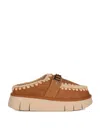Mou Logo-lettering Crochet-trim Suede Mules In Marrone