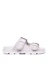 Mou Whipstitch-trim Suede Slides In White