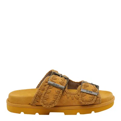 Mou Bio Two-buckle Slide Sandals In Brown