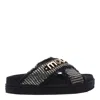 Mou Crisscross Flats In Black Raffia In Black