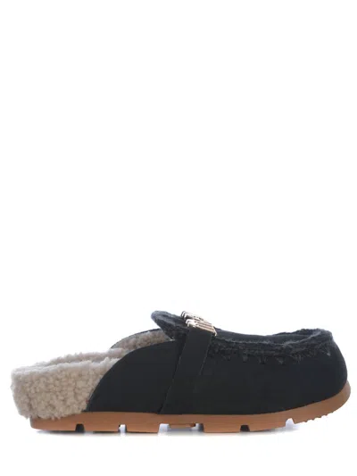 Mou Slippers  Winter Bio Slide Made Of Suede In Black