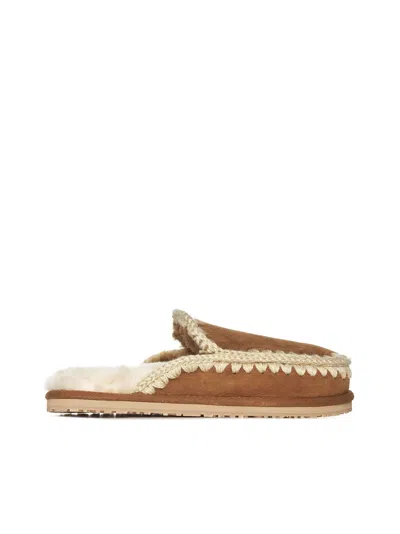 Mou Tan Stitch Slippers In Brandy