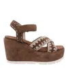 Mou Wedge Sandal With Crisscross Strap In Brown